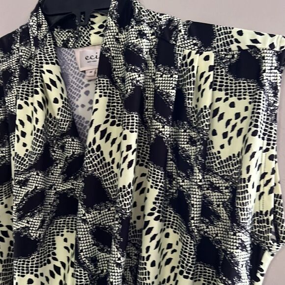 eci New York Sz M Yellow Black Geometric Op Art Pullover Sleeveless Stretch Top - Picture 11 of 11